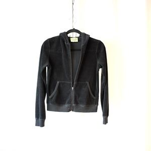 Juicy Couture Black Velour Zip Up Hoodie Jr Large